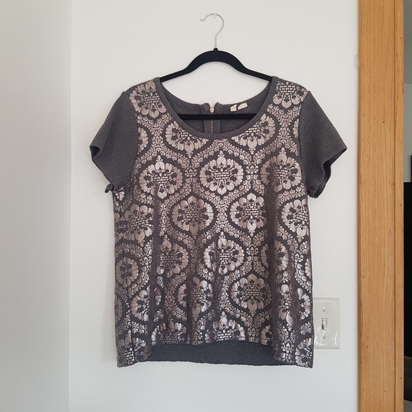 Anthropologie Moth Drawing Room Metallic Top - Picture 2 of 6